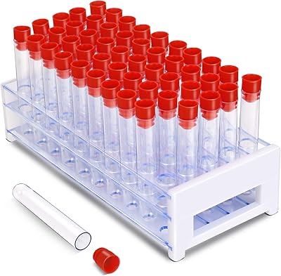 50pcs tubes à essai avec support, ygdz ensemble de supports de tubes à