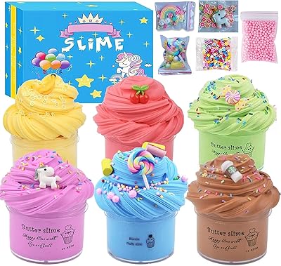 Slime ensemble de 6 morceaux de slime au beurre, jouets licorne extensibles et antiadhésifs pour enfants, cadeau d'anniversaire parfait pour filles et garçons. DIAYTAR COTE D'IVOIRE est une boutique en ligne généraliste qui répond aux besoins de tous les clients. Elle propose une large gamme de produits à des prix compétitifs, allant des produits de beauté aux équipements sportifs. La boutique en ligne DIAYTAR COTE D'IVOIRE est équipée d'un système de paiement sécurisé pour garantir la sécurité des transactions.