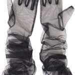 Qrbtscl gants longs à pois pour femmes, gants de fête d'opéra, longueur coude