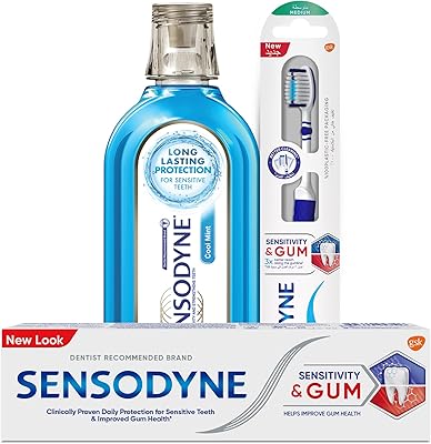 Kit de régime pour dents sensibles sensodyne avec 1 dentifrice sensibilité et gencives, 1 brosse à dents sensibilité et gencives et 1 bain de bouche à la menthe fraîche. DIAYTAR COTE D'IVOIRE est une boutique en ligne généraliste qui propose plus de 300 000 références de produits. Elle est reconnue comme l'une des boutiques en ligne les plus importantes en Côte d'Ivoire, offrant une large gamme de produits pour répondre aux besoins des consommateurs. Elle se distingue par sa variété de produits et son service de qualité.
