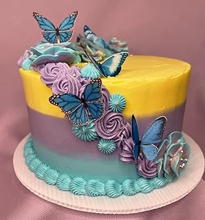 Moules à gâteaux comestibles avec motif papillon bleu, 28 pièces