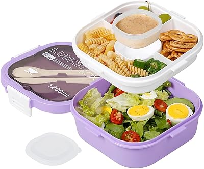 Bol à salade pour boîte à déjeuner de 40 oz, plateau à vinaigrette