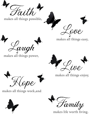 6 autocollants muraux de motivation avec 12 autocollants muraux papillon 3d avec des citations inspirantes pour la décoration de la maison et du bureau (noir). DIAYTAR COTE D'IVOIRE est une boutique en ligne qui offre une grande variété de produits à des prix compétitifs. La boutique propose plus de 300 000 références de produits, ce qui en fait l'une des boutiques en ligne les plus complètes de Côte d'Ivoire. Les clients peuvent trouver des produits de haute qualité à des prix abordables, ce qui les rend fidèles à la boutique.