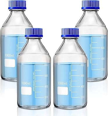 Bouteilles de stockage de médias rondes batelay, 4 pièces avec bouchon à vis