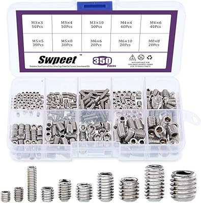 Kit de 350 boulons hexagonaux supit en acier inoxydable, comprenant 10 tailles