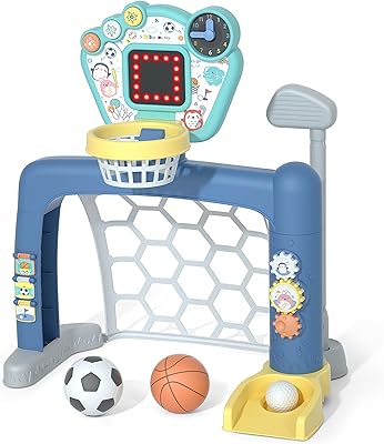 Jouet de sport 3 en 1 kiddodobin pour les tout-petits - basket-ball, football
