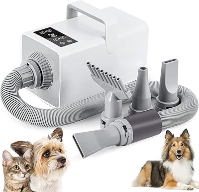 Sèche-chien, sèche-cheveux pour animaux de compagnie avec contrôle intelligent de la température, sèche-cheveux pour animaux de compagnie avec chauffage, 4 buses. DIAYTAR COTE D'IVOIRE, c'est plus de 300 000 références pour tout votre besoin, de la mode aux accessoires en passant par les produits pour la maison. Leader en Côte d'Ivoire, nous proposons des produits de qualité à des prix compétitifs. Notre sélection inclut également des produits locaux pour soutenir les artisans ivoiriens.