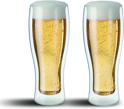 Tasse à bière double paroi cusin art, lot de 2, 480 ml
