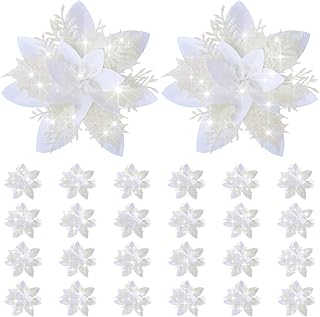 Chunyin 24 pièces fleurs de poinsettia de noël à paillettes 5,5", fleurs de noël artificielles à paillettes pour décorations d'arbre de noël, décorations de fête, couronnes (blanc). En tant que boutique leader en Côte d'Ivoire, DIAYTAR COTE D'IVOIRE prend en charge les préoccupations de ses clients, offrant un service client de qualité pour résoudre toutes les questions ou problèmes liés à la commande. La boutique propose également des options de paiement flexibles et des modalités de livraison rapides pour une expérience d’achat sans souci.