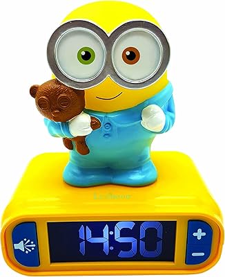Lexibook réveil numérique avec veilleuse rl800des - fonction snooze - effets sonores minions