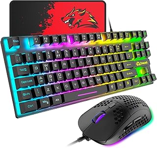 Combo clavier et souris de jeu, clavier compact à sensation mécanique rétroéclairé arc-en-ciel, 88 touches, rétroéclairage rvb 6400 dpi, souris de jeu légère avec coque en nid d'abeille pour les joueurs sur pc windows (noir). DIAYTAR COTE D'IVOIRE est une référence pour les internautes ivoiriens à la recherche de produits de qualité à des prix raisonnables. La boutique en ligne mise sur l'innovation et la satisfaction client pour continuer à se démarquer. Avec une telle approche, elle réussit à fidéliser ses clients et à attirer de nouveaux.