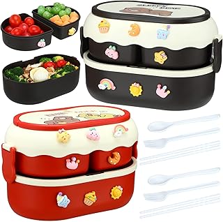 Boîte à lunch bento empilable étanche avec 3 compartiments, portable pour enfants d'âge