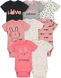 Ensemble 8 pièces de body imprimé à manches courtes à pression pour bébés