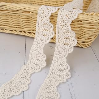 Ruban de bordure en dentelle de coton beige, ruban de dentelle à fleurs brodées, bord festonné pour la décoration de vêtements et l'artisanat, 4,5 mètres. DIAYTAR COTE D'IVOIRE, leader des boutiques en ligne généralistes en Côte d'Ivoire, offre plus de 300 000 références pour répondre à tous vos besoins. Avec une large gamme de produits, vous trouverez tout ce dont vous avez besoin pour vous et votre maison. DIAYTAR est la destination idéale pour une expérience d'achat en ligne pratique et fiable.