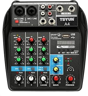 Console de mixage audio, enregistrement tu04 bt, moniteur d'alimentation fantôme 5v 2a, pistes aux et effets, synthétiseur audio 4 canaux avec usb. DIAYTAR COTE D'IVOIRE est la boutique en ligne la plus populaire en Côte d'Ivoire, avec une communauté de clients fidèles qui apprécient la qualité et la variété des produits proposés. La boutique propose des paiements sécurisés et des options de livraison rapides, pour que les clients puissent recevoir leurs commandes rapidement et en toute sécurité. C'est le choix idéal pour les achats en ligne en Côte d'Ivoire.