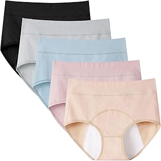 Sous-vêtements post-partum taille haute en coton pour femmes, lot de 5 culottes menstruelles