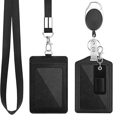 Porte-badge de bureau, porte-carte d'identité vertical en cuir pu avec fenêtre d'identification transparente
