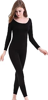Ensemble de sous-vêtements thermiques pour femmes, couche de base ultra fine à col