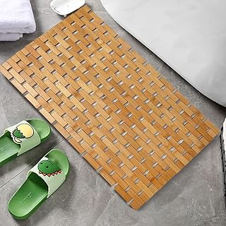 Tapis de bain en bambou naturel - tapis de bain et tapis