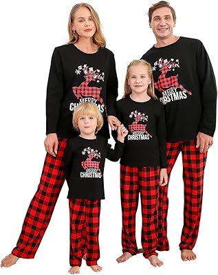Ensemble pyjama de noël assorti pour la famille, haut à imprimé lettres