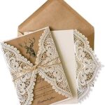 Becky pride 50 pièces d'invitations de mariage vintage en dentelle avec cartes