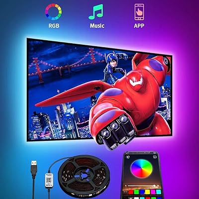 Jeslid led tv rétro-éclairage app 45 m bande usb bluetooth lumière pour 65-75