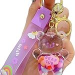 Porte-clés ours liquide kawaii, mignon ours des sables mouvants pour sac, bracelet, porte-clés