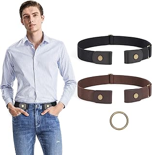 2pcs jasgood ceinture extensible sans boucle pour hommes, ceinture élastique invisible sans manches