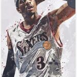 Affiche d'aurora allen iverson, affiche sur toile imprimée de basket-ball pour décoration murale