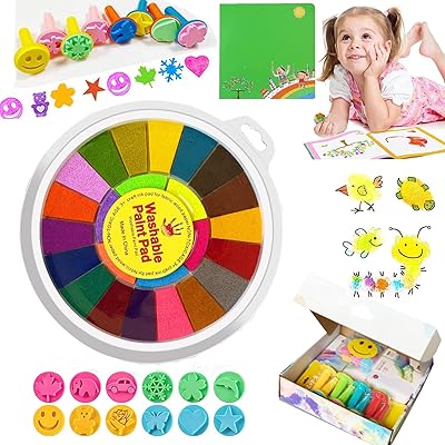 Am anna kit et livre amusants de peinture au doigt 25 couleurs lavables
