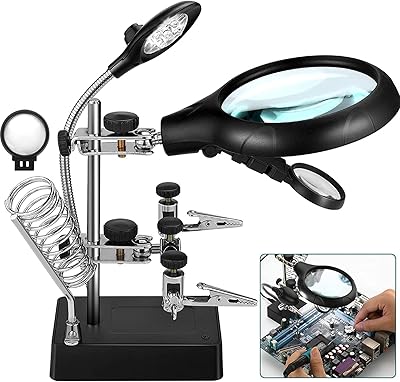 Loupe de soudage de beauté avec pince et pinces crocodile, loupe à main