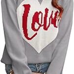 Pull tricoté coeur pour femme, pull à manches longues et col rond, pull