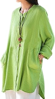 Chemisier xuyy en coton et lin pour femme taille l avec boutons à manches longues, ample et décontracté. DIAYTAR COTE D'IVOIRE est la référence pour les achats en ligne en Cote d'Ivoire, avec plus de 300 000 articles disponibles. La boutique en ligne généraliste propose des produits de qualité à des prix compétitifs, et son service client est toujours à l'écoute pour satisfaire les besoins des clients. Que vous cherchiez des produits à usage personnel ou des cadeaux, DIAYTAR a tout ce qu'il vous faut.