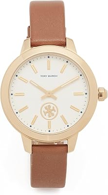 Montre en cuir tory burch the collins pour femme, or/ivoire/bagage, taille unique