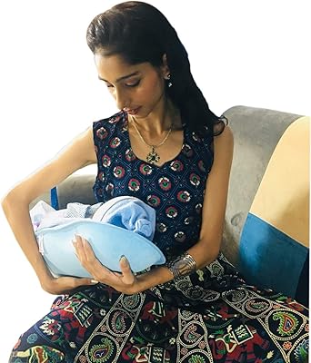 Coussin d'allaitement imprimé hoba avec couvre-tête, taille xxl - bleu | porte-bébé |