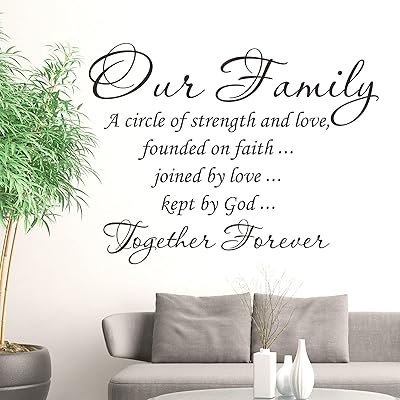 Sticker mural en vinyle avec citation de la bible de la foi familiale