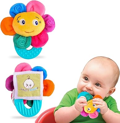 Anneau de dentition en forme de fleur de poignet pour bébés, jouets à