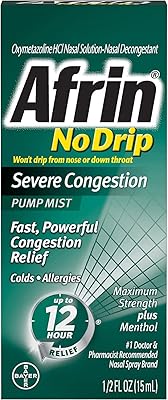 Spray à pompe afrin anti-goutte pour congestion sévère 15 ml (paquet de 3)