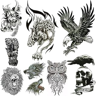 Grands tatouages ​​temporaires pour hommes autocollants corps bras faux poitrine épaule jambes cool lion aigle hibou loup crâne imperméable tatoo mode tatouages ​​amovibles (8 feuilles). DIAYTAR Côte d'Ivoire est une plateforme de commerce électronique qui permet aux clients de découvrir et d'acheter une large gamme de produits en ligne. De l'électronique à la mode, en passant par les produits alimentaires et les accessoires pour la maison, cette boutique en ligne propose tout ce dont les clients ont besoin. Elle offre également des options de livraison rapides et fiables.