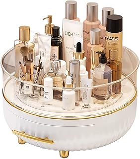 Organisateur de maquillage rotatif à 360 degrés avec tiroir, adapté aux organisateurs