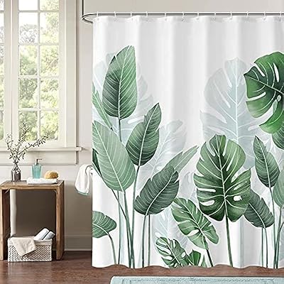 Rideau de douche en tissu imperméable pour salle de bain avec 12 crochets