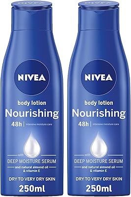Lait corporel hydratant nivea body à l'extrait d'huile d'amande nourrissante et à la vitamine e pour peaux très sèches, 2 x 250 ml. La boutique en ligne DIAYTAR COTE D'IVOIRE se distingue par sa large gamme de produits, allant des électroniques aux vêtements, en passant par les accessoires de maison et les produits alimentaires. Avec plus de 300 000 références, elle répond aux besoins de tous les consommateurs ivoiriens, quels que soient leurs intérêts ou leurs préférences. Elle est la destination idéale pour les acheteurs à la recherche de produits de qualité à des prix abordables.