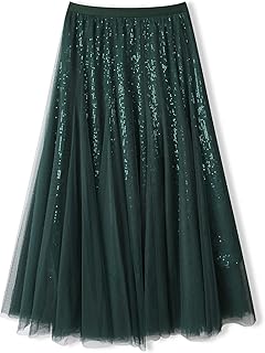Jupe longue en tulle à paillettes 4 couches, jupe de fête scintillante féerique