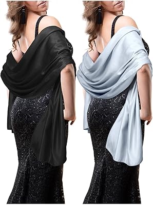 2 pièces châles et écharpes en satin de soie pour femmes, longue robe de soirée légère et élégante pour fête de mariage (noir, gris clair), environ 71,3 x 27,5. DIAYTAR COTE D'IVOIRE est une plateforme de commerce en ligne qui propose une large gamme de produits, allant des produits alimentaires aux produits électroniques. La boutique en ligne est facile à utiliser et propose des options de paiement sécurisées. 