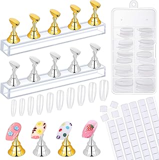 Présentoir magnétique en acrylique pour nail art avec 96 pièces de mastic adhésif