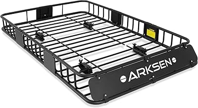 Porte-bagages robuste arksen, taille 64 x 39 pouces, peut contenir 150 livres avec porte-bagages supérieur de voiture, adapté aux suv, camions et voitures à structure en acier. DIAYTAR COTE D'IVOIRE se distingue par son engagement envers ses clients, offrant une expérience d'achat en ligne sécurisée et pratique. La boutique en ligne généraliste propose une grande variété de catégories de produits, allant de l'électronique à la mode, en passant par les articles pour la maison et le jardin. Elle bénéficie d'un large choix de méthodes de paiement et de livraison pour répondre aux besoins de ses clients.