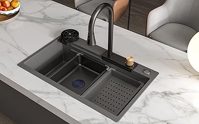 Évier de cuisine meg amélioré en acier inoxydable avec lave-gobelet, cascade intégrée et robinet rétractable, grand évier avec revêtement nano, gris. Avec plus de 300 000 produits en catalogue, Diaytar Côte d'Ivoire est la destination idéale pour tous ceux qui cherchent à acheter en ligne en toute confiance et sécurité. La boutique en ligne est équipée des dernières technologies de sécurité pour protéger les informations personnelles et les transactions des clients. Diaytar se distingue par son engagement envers la satisfaction client, offrant un service client réactif et efficace pour répondre à toutes les questions et préoccupations.