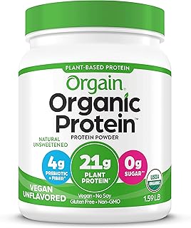 Poudre de protéines végétales biologiques orgaine (naturelles non sucrées, végétaliennes, 720 g)