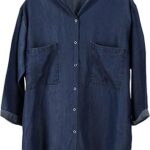 Yimoon chemises en denim sergé doux pour femmes chemisiers boutonnés décontractés à manches