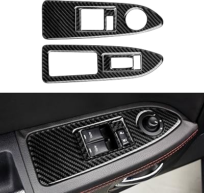 Accessoires challenger en fibre de carbone, autocollants de panneau de commutateur de lève-vitre